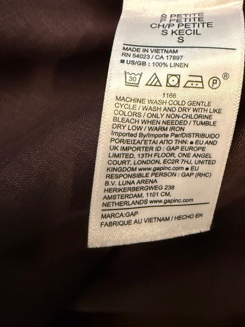 NWOT Gap 100% Linen Oversized Shirt Terra Brown Small Petite - Picture 8 of 9